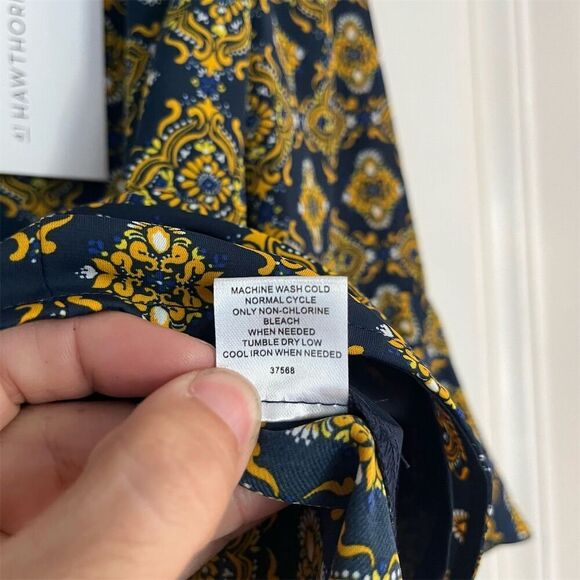 41 Hawthorn Women's M Geometric Tie Neck Blouse Multicolor 3/4 Sleeve - Picture 7 of 8